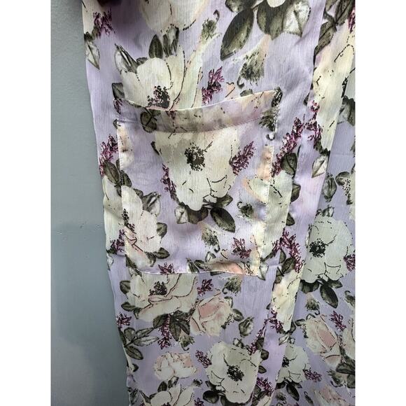 Steve Madden Purple‎ Floral Sheer Kimono Womens One Size Pockets Long Line - Picture 6 of 7